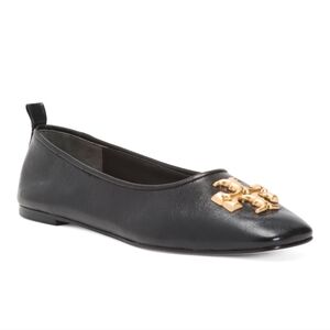 NIB Tory Burch Eleanor Ballet flats Black with gold logo Size 7